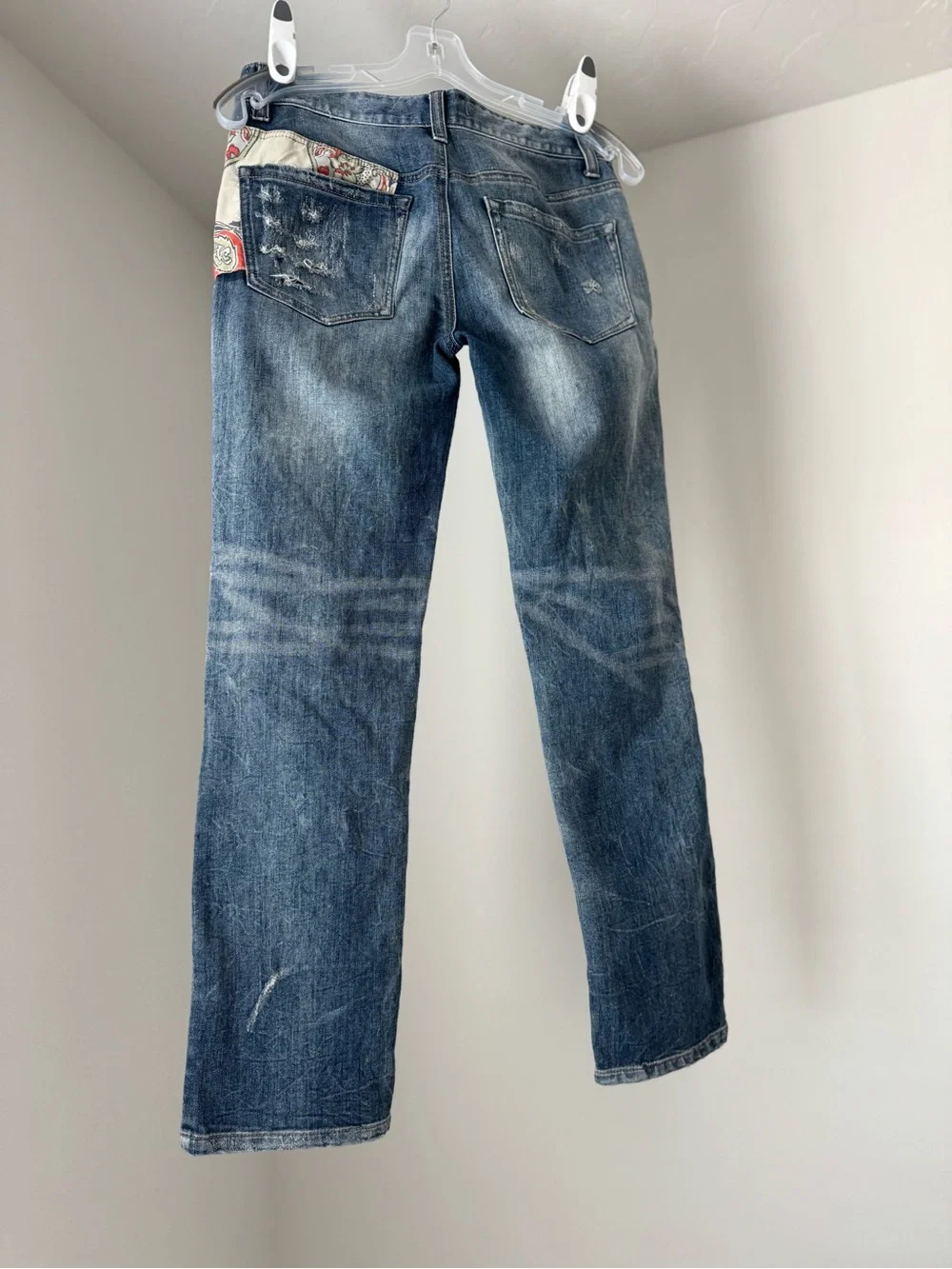 Free People Blue Denim Patchwork Jeans